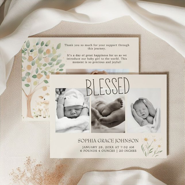 Invitation Annonce de naissance Bébé Amis de la Prairie Anima (Créateur téléchargé)