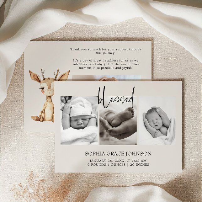 Invitation Annonce de naissance de bébé Animaux de Pépinière  (Créateur téléchargé)