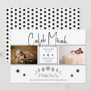 Invitation Annonce de naissance de bébé avec photo des phases