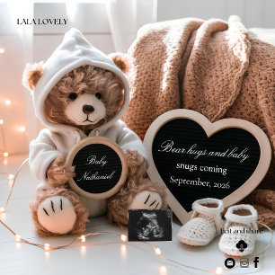 Invitation Annonce de naissance de bébé neutre avec un ours m