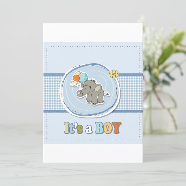 Invitation Annonce de naissance d'un adorable bébé éléphant g (Créateur téléchargé)