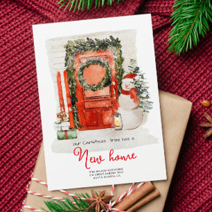 Invitation Annonce de Noël déplaçable de porte à l'aquarelle