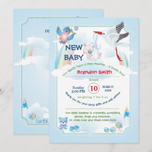 Invitation annonce de nouveau bébé, c'est un garçon