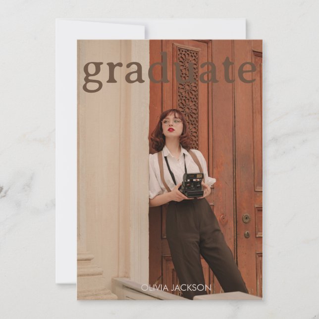 Invitation Annonce de photo de remise de diplôme en écriture  (Devant)