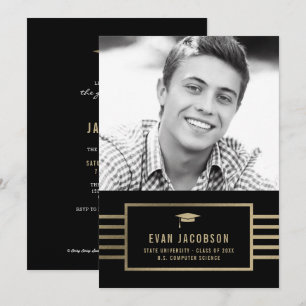 Invitation Annonce de remise de diplôme avec bouchon doré COU