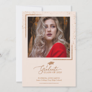 Invitation Annonce de remise de diplôme chic paillettes rose 