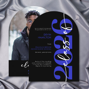 Invitation Annonce de remise de diplôme en typographie bleue