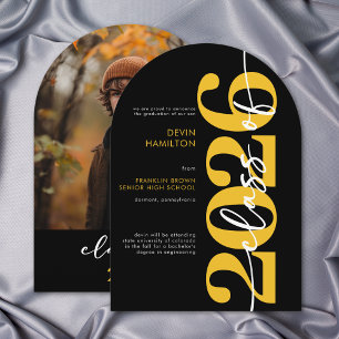 Invitation Annonce de remise de diplôme en typographie jaune