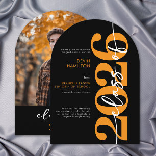 Invitation Annonce de remise de diplôme en typographie orange