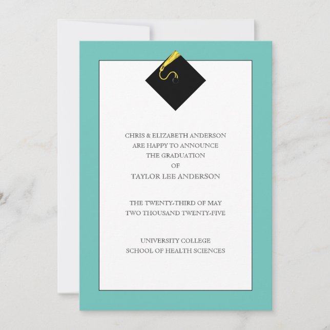 Invitation Annonce de remise de diplôme moderne  (Devant)