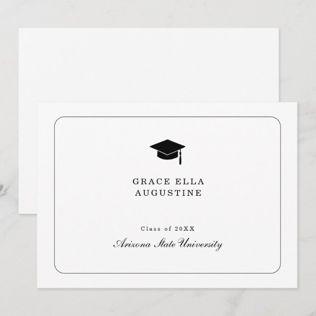 Invitation Annonce de remise de diplôme simple (Devant / Derrière)