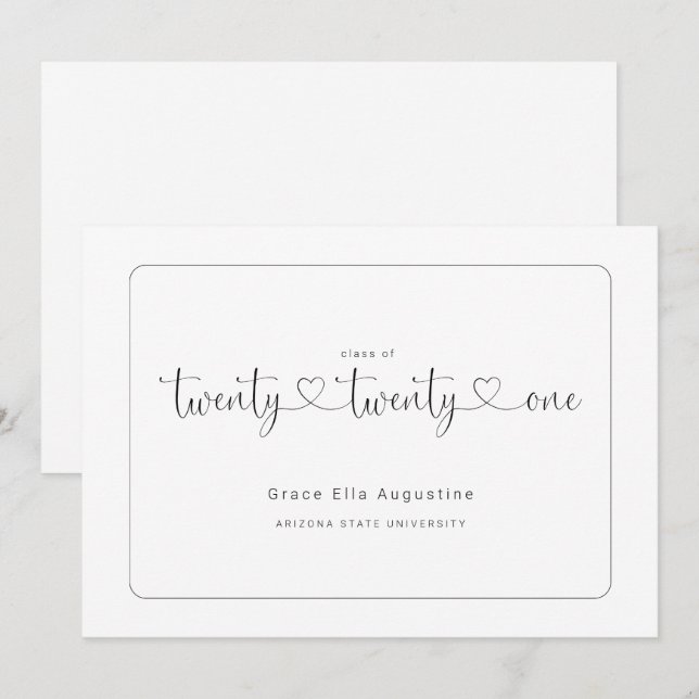 Invitation Annonce de remise de diplôme simple (Devant / Derrière)