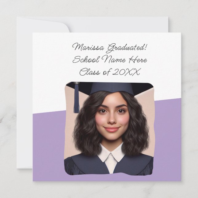 Invitation Annonce de remise de diplôme - Typographie personn (Devant)