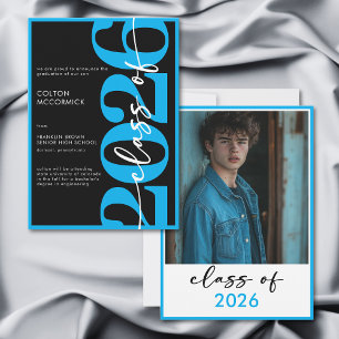 Invitation Annonce de remise de diplômes en typographie bleue