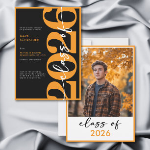 Invitation Annonce de remise de diplômes en typographie orang