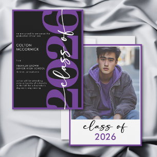 Invitation Annonce de remise de diplômes en typographie viole
