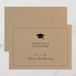 Invitation Annonce de remise de diplômes simple - Fond Kraft