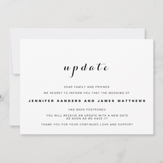 Invitation Annonce de report de mariage (Devant)