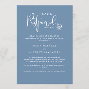 Invitation Annonce de report de mariage bleu poussiéreux