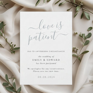 Invitation Annonce de report de mariage Blue Hand Script
