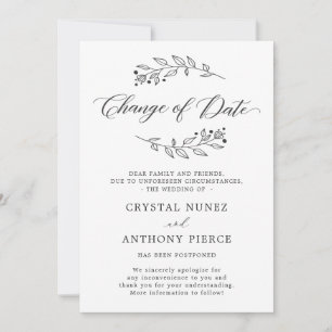 Invitation Annonce de report de mariage Changement de date
