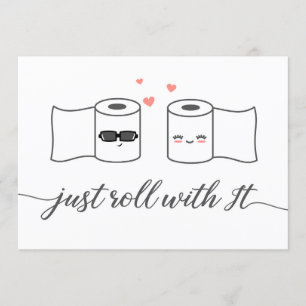 Invitation Annonce de report de mariage Just Roll With It