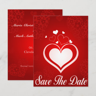 Invitation Annonce de sauvegarde de date avec des coeurs roug
