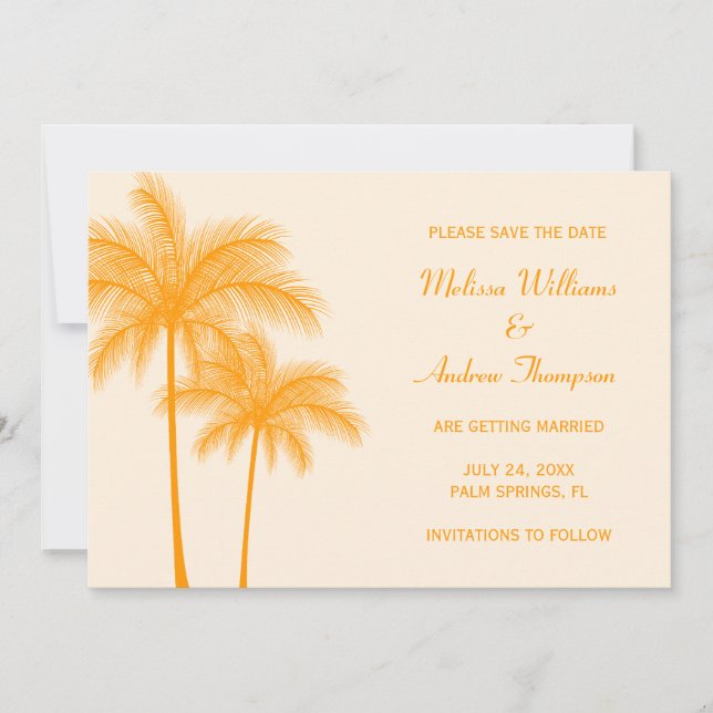 Invitation Annonce de sauvegarde de date de mariage avec palm (Devant)