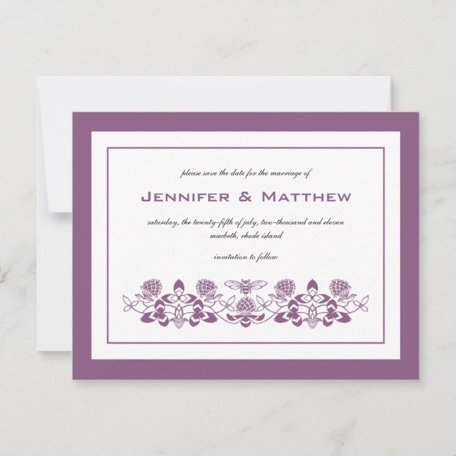 Invitation Annonce de sauvegarde de date Flora Bee (Devant)