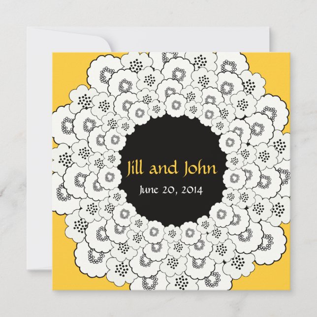 Invitation Annonce de sauvegarde de date floral jaune (Devant)