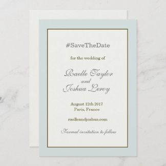 Invitation Annonce de sauvegarde de date hashtag or bleu gris