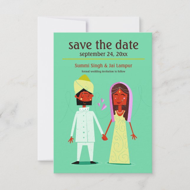 Invitation Annonce de sauvegarde de date par un couple indien (Devant)
