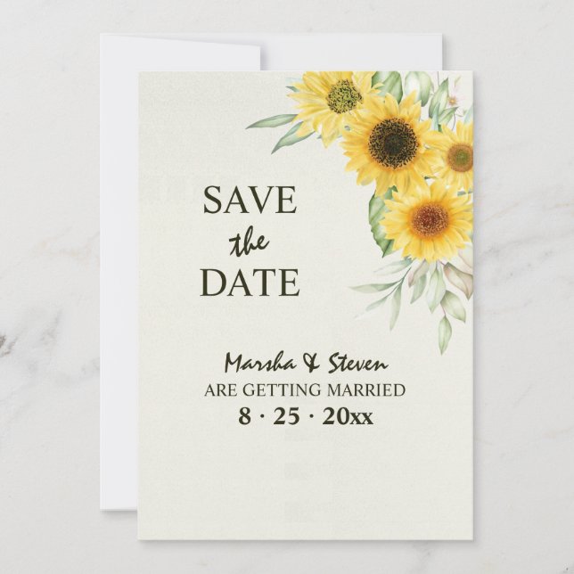 Invitation Annonce de Save the Date Tournesols (Devant)