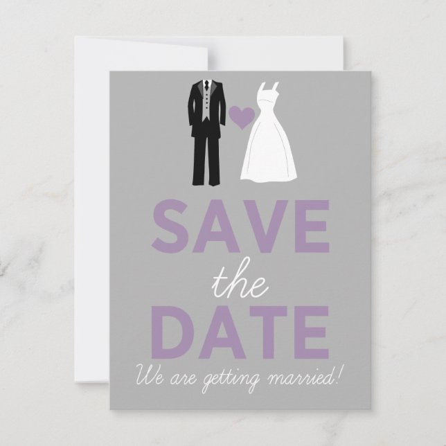 Invitation Annonce de tenue de mariage & smoking à retenir (Devant)