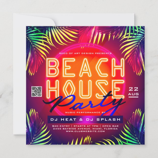 Invitation Annonce d'événement du Beach House Club (Devant)