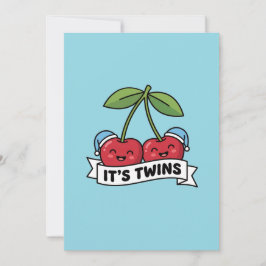 Invitation Annonce Jumeaux Garçons It's Twins Cerises Bonnets