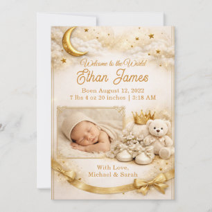 Invitation Annonce Naissance Garçon Lune Étoiles