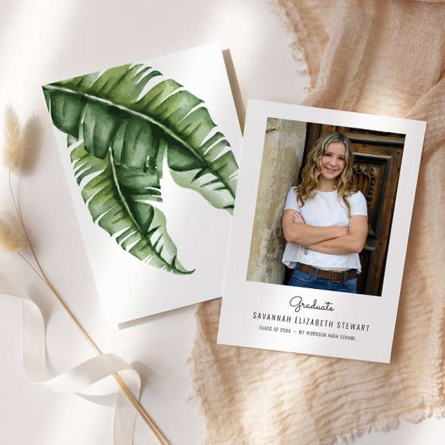 Invitation Annonce simple de graduation féminine tropicale (Créateur téléchargé)