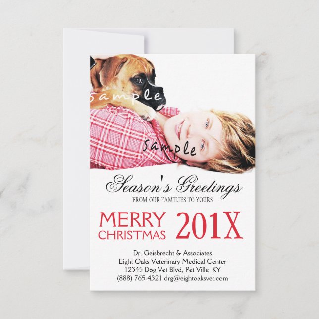 Invitation Annonce vétérinaire de Noël de photo d'animal (Devant)