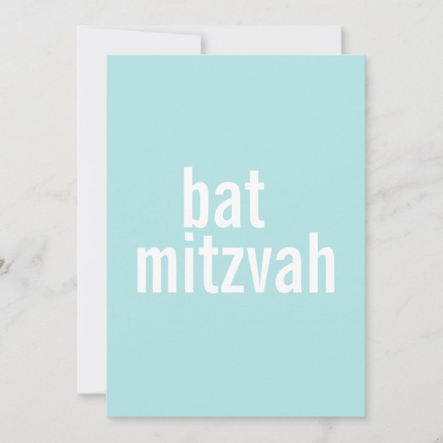 Invitation Annonces de bat mitzvah {Turquoise léger} (Devant)