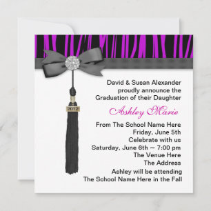 Invitation Annonces de diplômes de Zebra Girls Purple