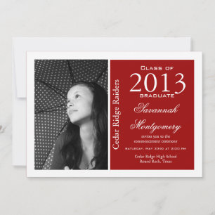 Invitation Annonces de graduation photo personnalisée Rouge
