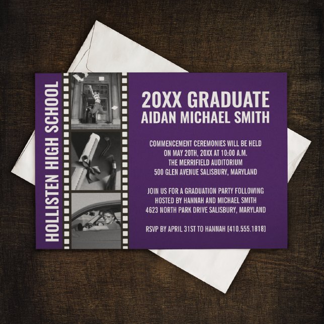 Invitation Annonces de graduation photo personnalisée [Violet (Créateur téléchargé)