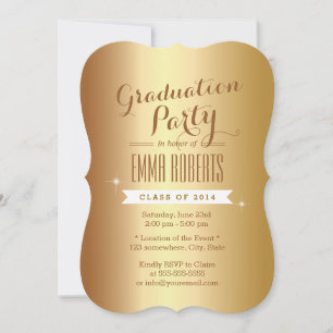 Invitation Annonces de la fête de graduation de Gold Foil élé