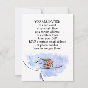 Invitation Annonces de la fête de Noël du porc sauteur à ski