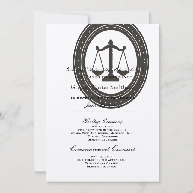 Invitation Annonces d'études de droit personnalisées (Devant)