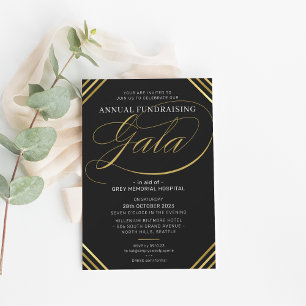 Invitation ANNUEL GALA moderne élégant événement noir blanc o