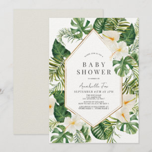 Invitation Anthurium blanc & Hibiscus Baby shower floral