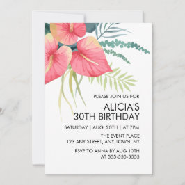 Invitation Anthurium rose de la Flore tropicale et Monstera A