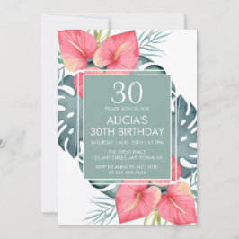Invitation Anthurium Tropical Chic & Monstera Anniversaire
